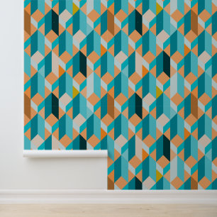 Teal And Orange Shapes Pattern Tapete