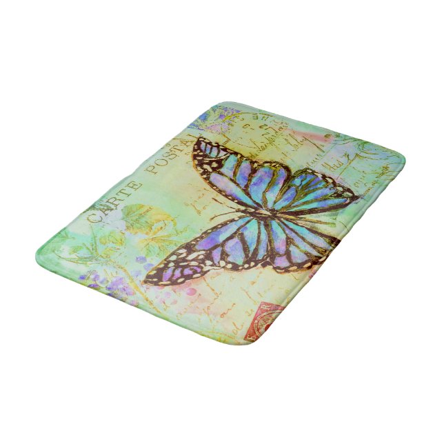 Teal and purple butterfly badematte (Schrägansicht)