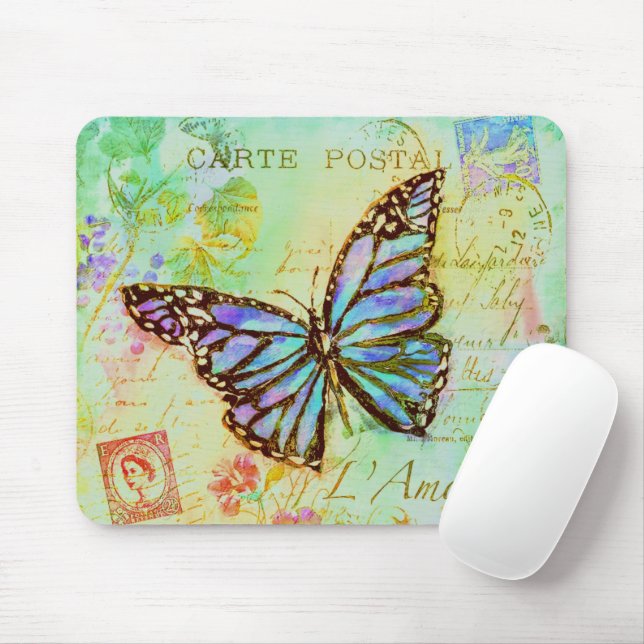 Teal and purple butterfly mousepad (Mit Mouse)