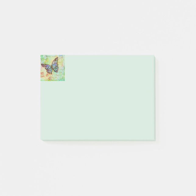 Teal and purple butterfly post-it klebezettel (Vorderseite)
