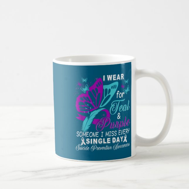 Teal And Purple Ribbon Suicide Prevention Awarenes Kaffeetasse (Rechts)