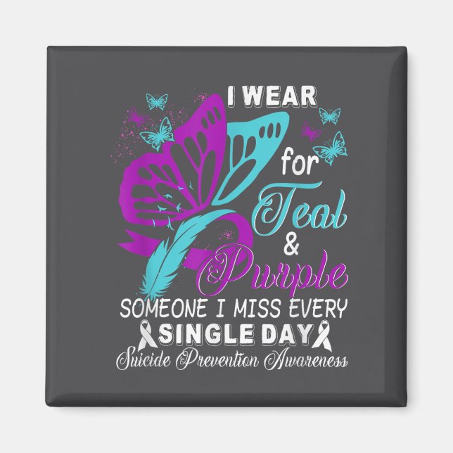 Teal And Purple Ribbon Suicide Prevention Awarenes Magnet (Vorne)