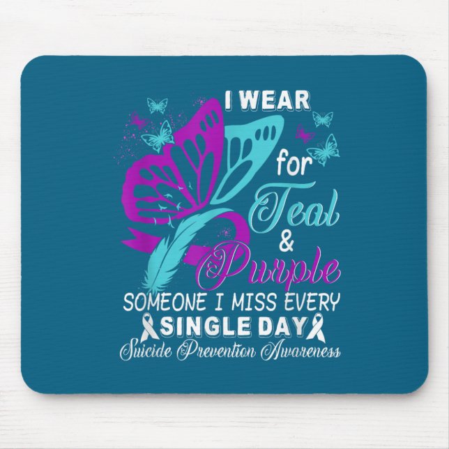 Teal And Purple Ribbon Suicide Prevention Awarenes Mousepad (Vorne)