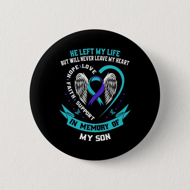 Teal And Purple Suicide Awareness Ribbon In Memory Button (Vorderseite)