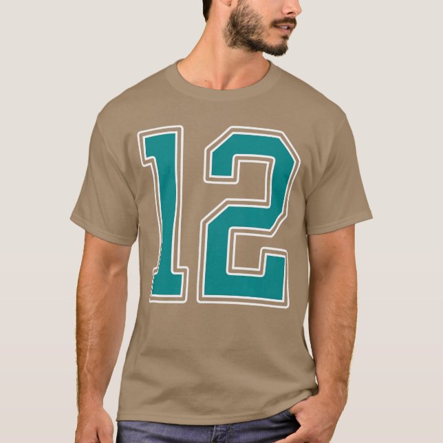 Teal and White Number 12 Jersey Player Uniform 12  T-Shirt (Vorderseite)