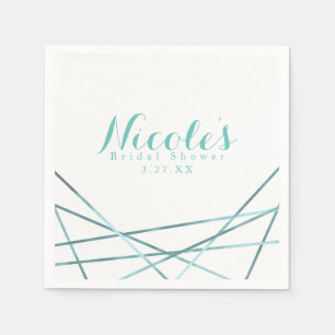 Teal Aqua Moderne geometrische Linien individuell Serviette