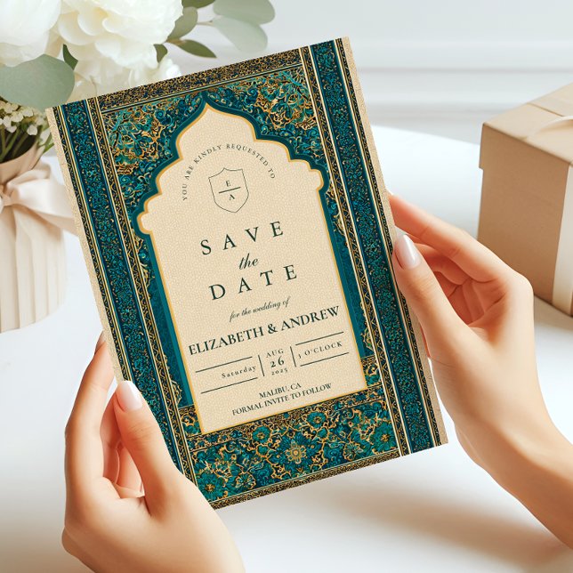 Teal Arch Islamic Wedding Save The Date (Von Creator hochgeladen)