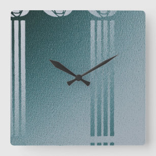 Teal Art nouveau, Charles Mackintosh, Rosendesign Quadratische Wanduhr