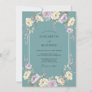 Teal Ätherische Blütenpracht Flourish Hochzeit Einladung