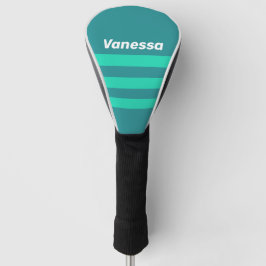 Teal Beach Breeze Across Striping with Name Golf Headcover