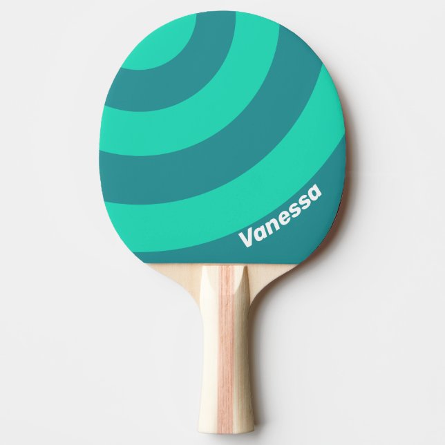 Teal Beach Breeze Circle Stripe with Name Tischtennis Schläger (Vorderseite)