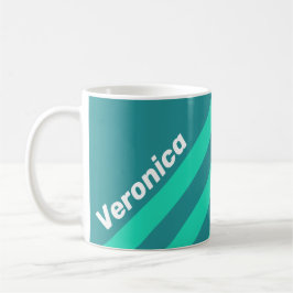 Teal Beach Breeze Stripes with Name Kaffeetasse