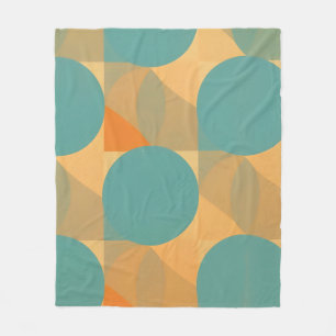 Teal, Beige und Orange im Retro-Look-Muster Fleecedecke