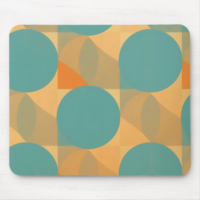Teal, Beige und Orange im Retro-Look-Muster Mousepad (Vorne)