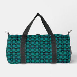 Teal Black Buffalo Heart Karo Duffle Bag