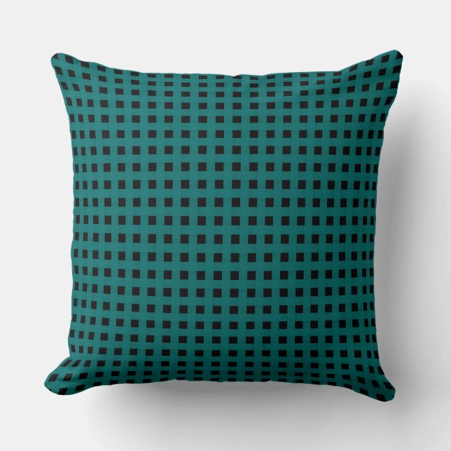 Teal Black Weave Pattern Kissen (Vorderseite)