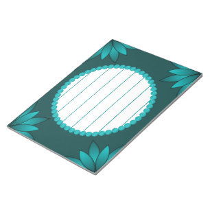 Teal-Blatt-Mandala-Design auf Dunkelcyan Notizblock
