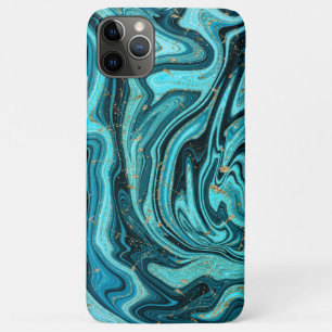 Teal Blau und Gold Chic Swirl Modernes Abstract Case-Mate iPhone Hülle