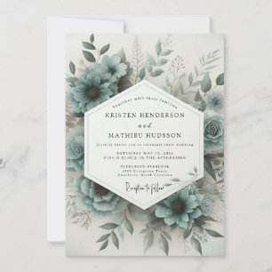 Teal Bloom Hochzeit Einladung