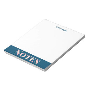 Teal Blue and Blush Notes Personalized Notepad Notizblock