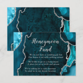 Teal Blue and Silver Agate Honeymoon Fund Begleitkarte