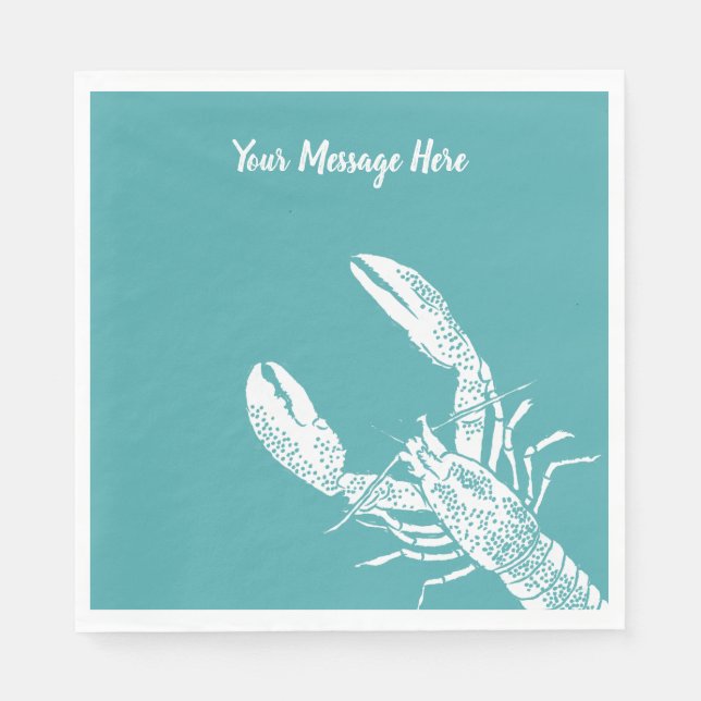 Teal Blue and White Lobster Personalized Serviette (Vorderseite)