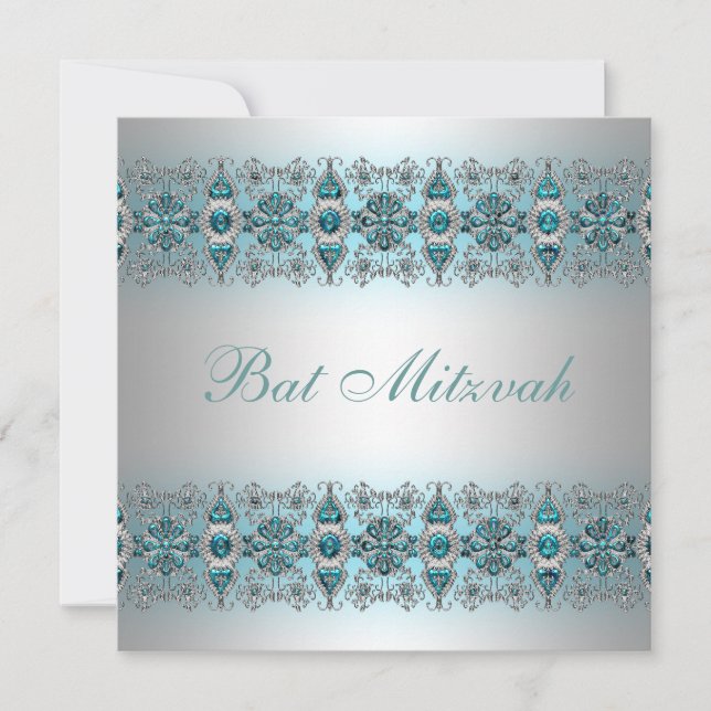 Teal Blue Bat Mitzvah Einladung (Vorderseite)