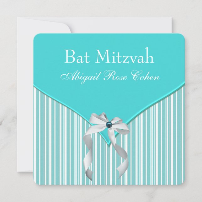Teal Blue Bat Mitzvah Einladung (Vorderseite)