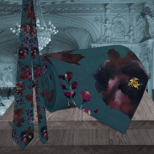 Teal Blue Burgundy Bordeaux Jewel Tone Wedding Krawatte