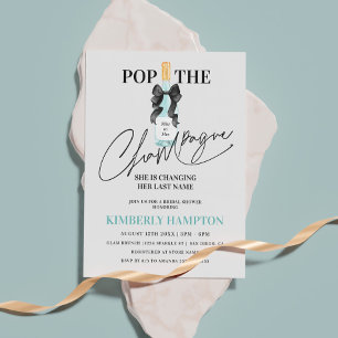 Teal Blue Champagner Brautparty Einladung