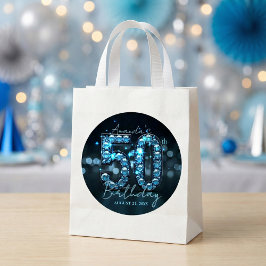 Teal Blue Diamonds & Black Glamorous 50th Birthday Runder Aufkleber