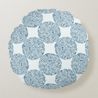 Teal Blue Garden Elegance Round Pillow Rundes Kissen
