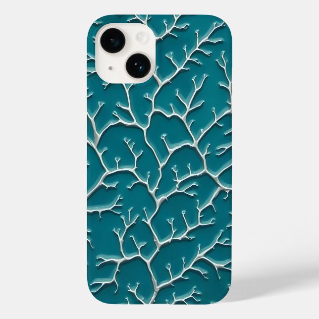 Teal Blue iPhone Case with Vein Texture (Rückseite)