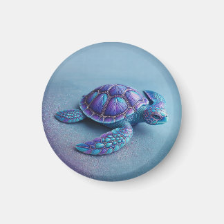Teal Blue Purple Turtle Colorful Sea Turtle Magnet