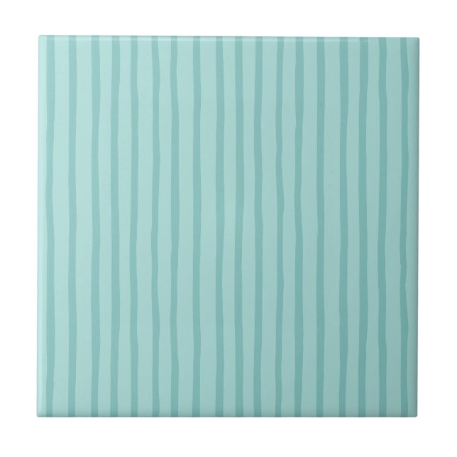 Teal Blue Stripes Fliese (Vorderseite)