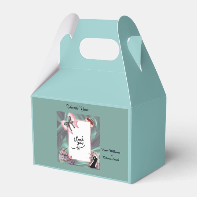 Teal & Blush Hochzeitsgeschenkbox Geschenkschachtel (Vorderseite)