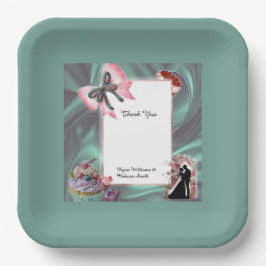 Teal & Blush Wedding Paper Plates Pappteller