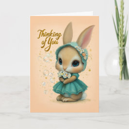Teal Bonnet Baby Bunny Thinking of You Card Karte
