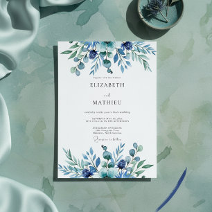 Teal Botanische Whimsy-Hochzeit Einladung