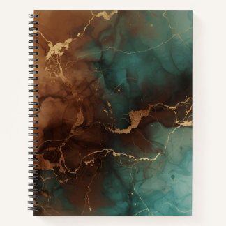 Teal & Bronze Ink Marble Notebook with Gold Vein  Notizbuch