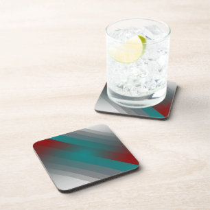 teal burgundy gray stripes getränkeuntersetzer