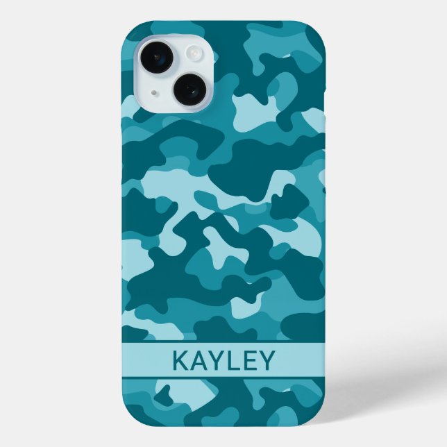 Teal Camouflage Personalized Case-Mate iPhone Hülle (Rückseite)