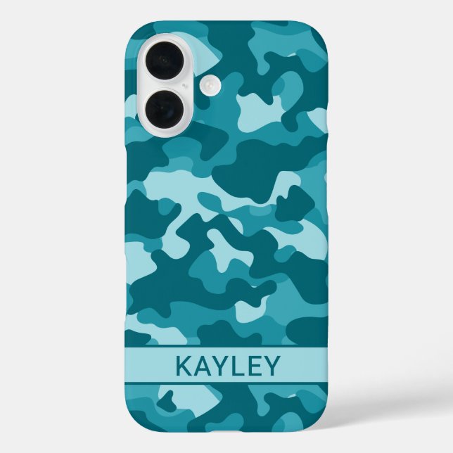 Teal Camouflage Personalized Case-Mate iPhone Hülle (Rückseite)