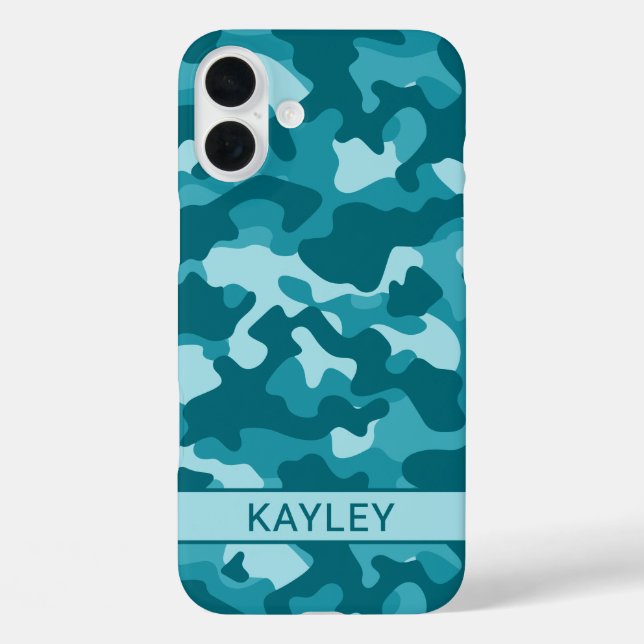 Teal Camouflage Personalized Case-Mate iPhone Hülle (Rückseite)