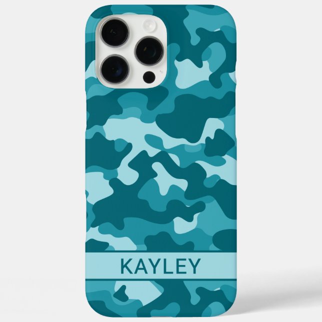 Teal Camouflage Personalized Case-Mate iPhone Hülle (Rückseite)