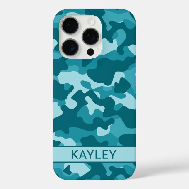 Teal Camouflage Personalized Case-Mate iPhone Hülle (Rückseite)