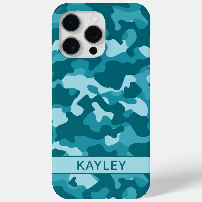 Teal Camouflage Personalized Case-Mate iPhone Hülle (Rückseite)
