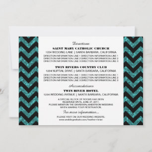 Teal Chevron Glitter Informationskarte Einladung