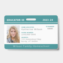 Teal Chevron Homeschool-Lehrer-ID-Ausweis