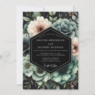 Teal Chiaroscuro Bloom Hochzeit Einladung